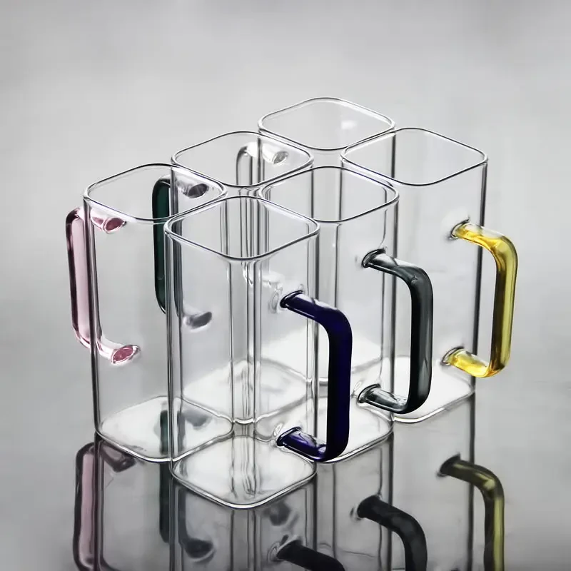 Elegant Square Handle Glass Set – 280ml (Set of 3)