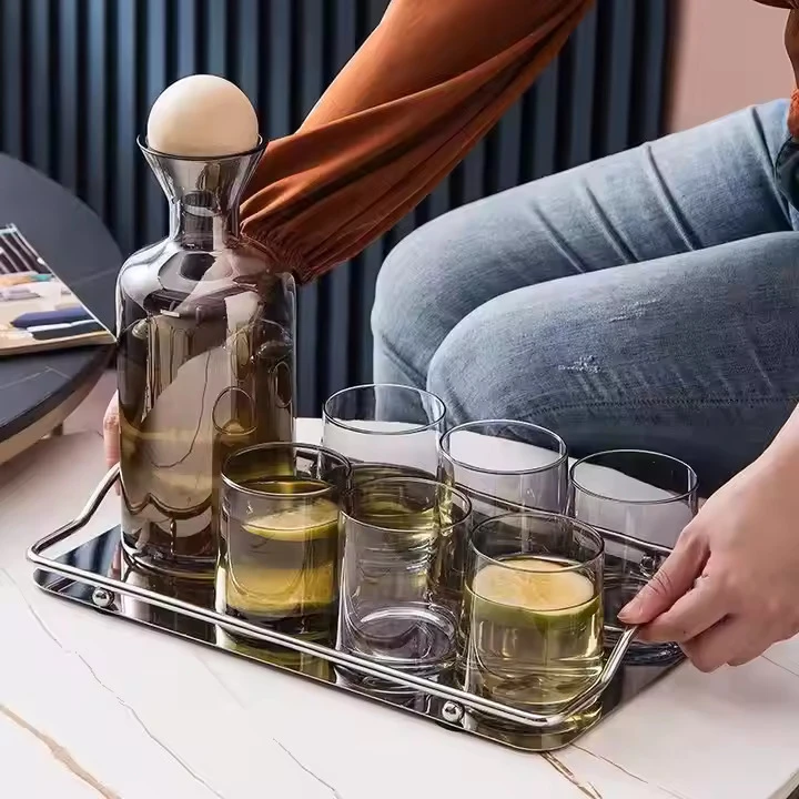 Nordic Glass Carafe Set | 1 Jar + 6 Glasses